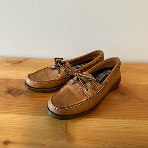EUC SPERRY BROWN LEATHER BOAT LOAFER SHOES WOMENS SIZE 9